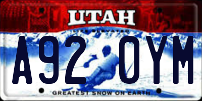 UT license plate A920YM