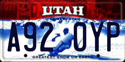 UT license plate A920YP