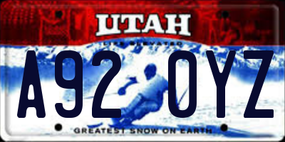 UT license plate A920YZ