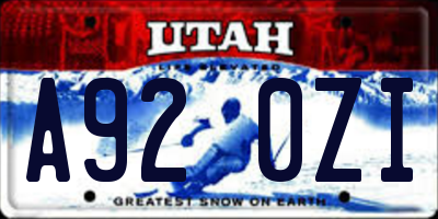 UT license plate A920ZI