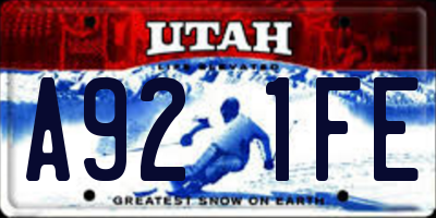 UT license plate A921FE