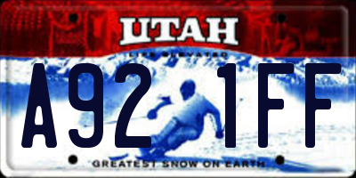 UT license plate A921FF