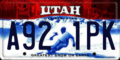 UT license plate A921PK