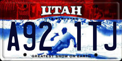 UT license plate A921TJ