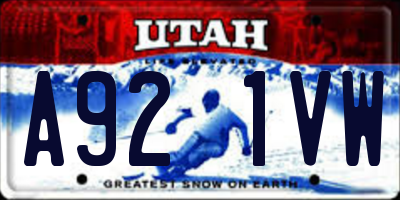 UT license plate A921VW