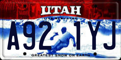 UT license plate A921YJ