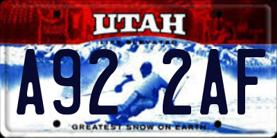 UT license plate A922AF