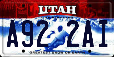 UT license plate A922AI