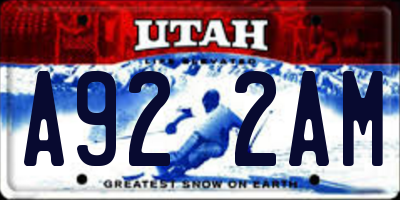 UT license plate A922AM