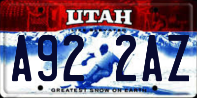 UT license plate A922AZ