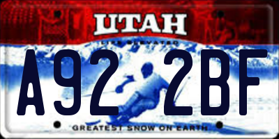 UT license plate A922BF