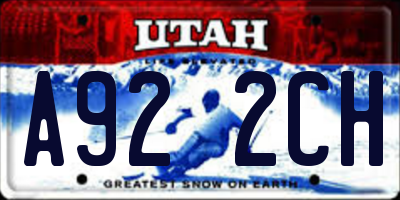 UT license plate A922CH