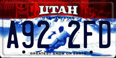 UT license plate A922FD