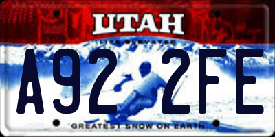 UT license plate A922FE