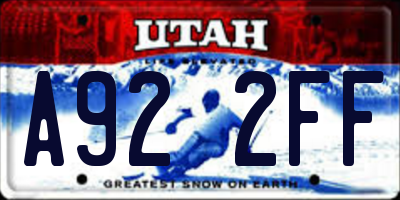 UT license plate A922FF