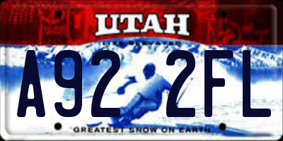 UT license plate A922FL