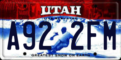 UT license plate A922FM