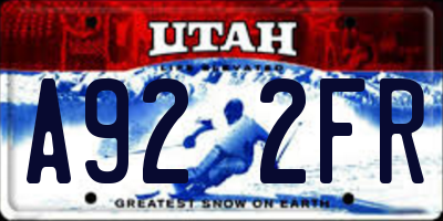 UT license plate A922FR