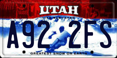 UT license plate A922FS