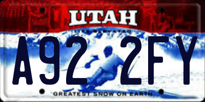 UT license plate A922FY