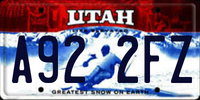 UT license plate A922FZ