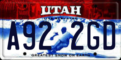 UT license plate A922GD