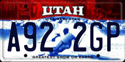 UT license plate A922GP
