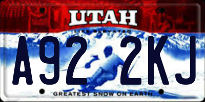 UT license plate A922KJ