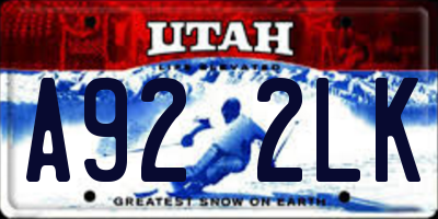 UT license plate A922LK