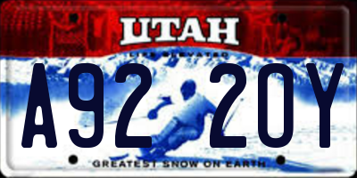 UT license plate A922OY