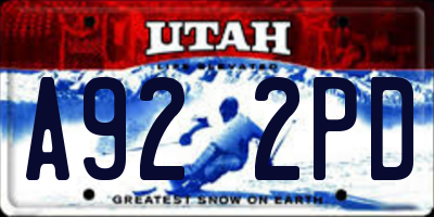 UT license plate A922PD