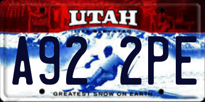 UT license plate A922PE