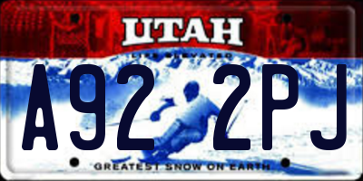 UT license plate A922PJ