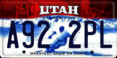 UT license plate A922PL