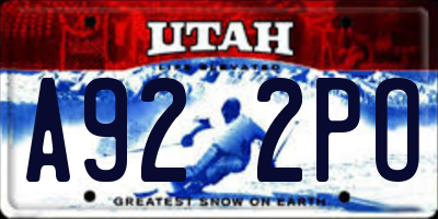 UT license plate A922PO