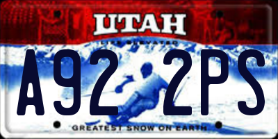 UT license plate A922PS