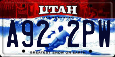UT license plate A922PW