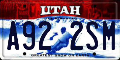 UT license plate A922SM