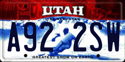 UT license plate A922SW