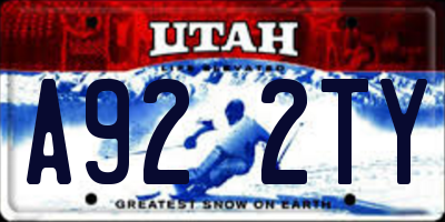 UT license plate A922TY