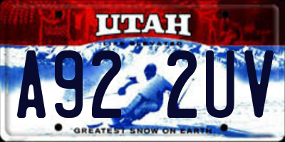 UT license plate A922UV