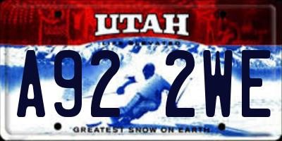 UT license plate A922WE