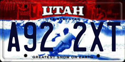 UT license plate A922XT