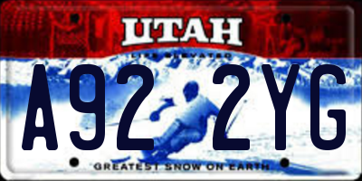 UT license plate A922YG