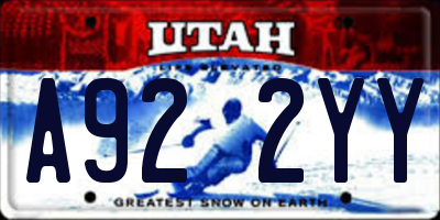 UT license plate A922YY