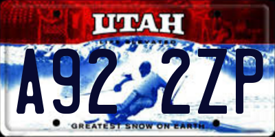 UT license plate A922ZP