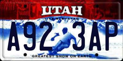 UT license plate A923AP