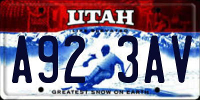 UT license plate A923AV