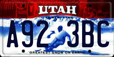 UT license plate A923BC