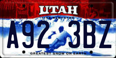 UT license plate A923BZ